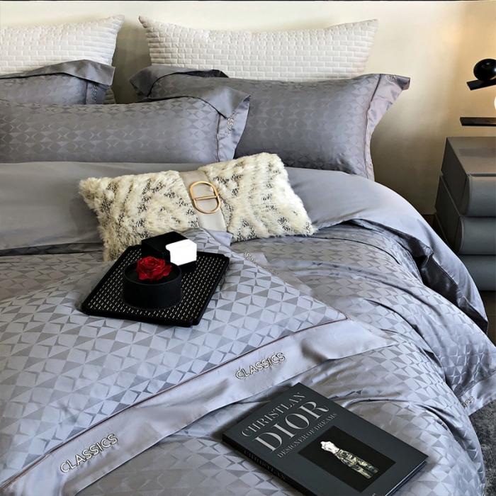 91家纺网 家纺一手货源 找家纺 新款100支长绒棉提花拼角刺绣套件