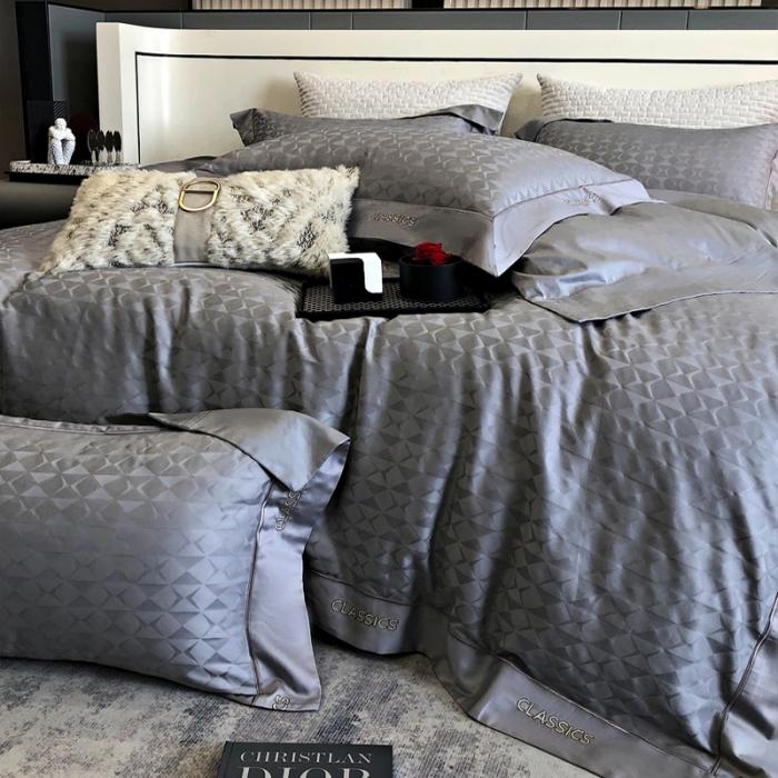 91家纺网 家纺一手货源 找家纺 新款100支长绒棉提花拼角刺绣套件