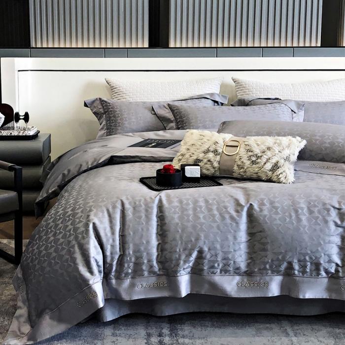 91家纺网 家纺一手货源 找家纺 新款100支长绒棉提花拼角刺绣套件