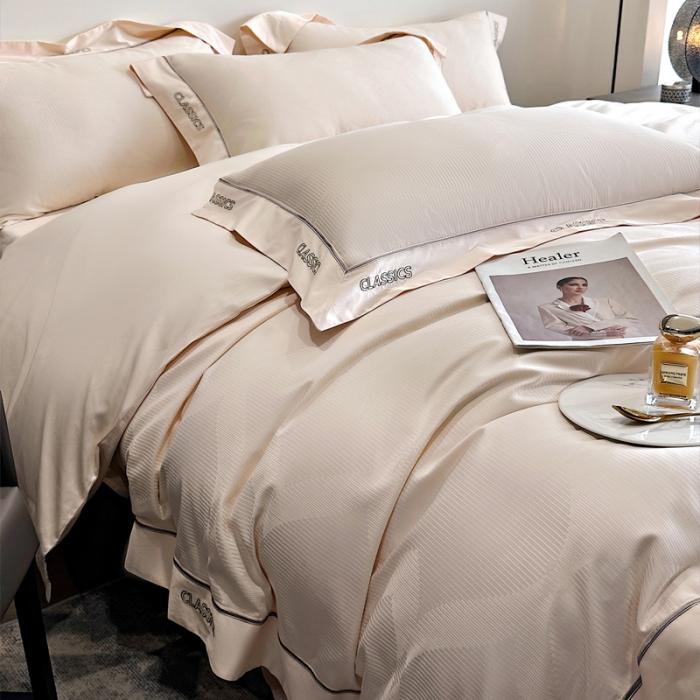 91家纺网 家纺一手货源 找家纺 新款100支长绒棉提花拼角刺绣套件