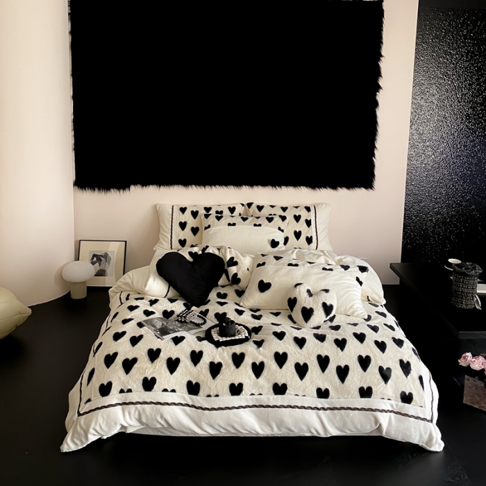 91家纺网 家纺一手货源 找家纺 （总）星野 2023新款AB版兔毛牛奶绒四件套-甜梦派