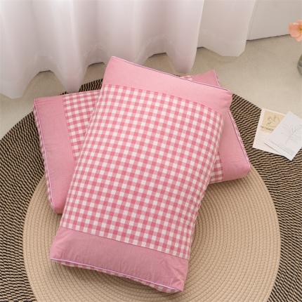 纽乐 2023新款全棉水洗棉荞麦枕 粉红小格