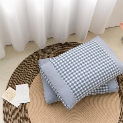 纽乐 2023新款全棉水洗棉荞麦枕 蓝小格