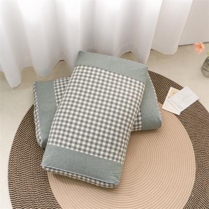 纽乐 2023新款全棉水洗棉荞麦枕 绿小格