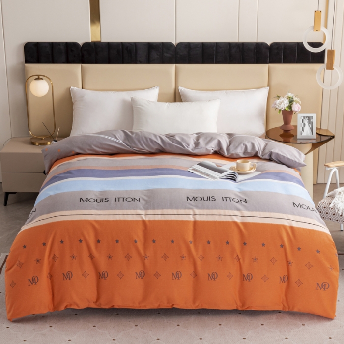 91家纺网 家纺一手货源 找家纺 伊而梦 2023新款全棉磨毛印花四件套系列单品被套 圣托里尼-桔