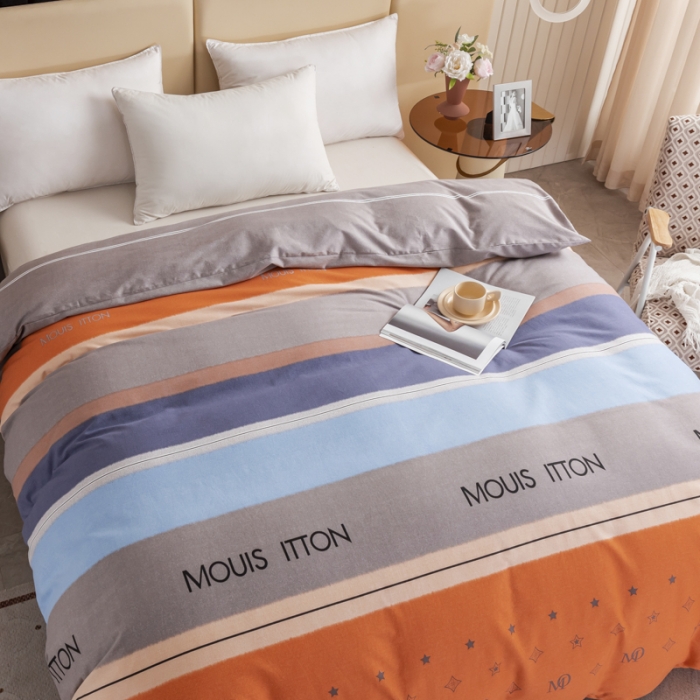 91家纺网 家纺一手货源 找家纺 伊而梦 2023新款全棉磨毛印花四件套系列单品被套 圣托里尼-桔