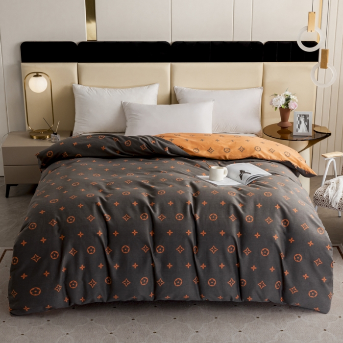 91家纺网 家纺一手货源 找家纺 伊而梦 2023新款全棉磨毛印花四件套系列单品被套 布莱迪-咖