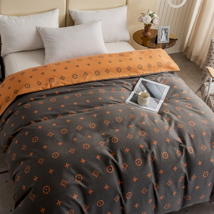 91家纺网 家纺一手货源 找家纺 伊而梦 2023新款全棉磨毛印花四件套系列单品被套 布莱迪-咖