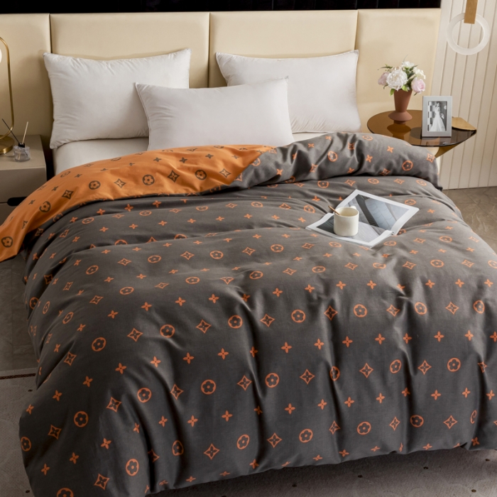 91家纺网 家纺一手货源 找家纺 伊而梦 2023新款全棉磨毛印花四件套系列单品被套 布莱迪-咖