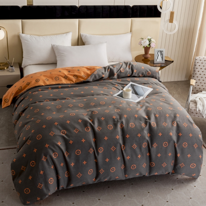 91家纺网 家纺一手货源 找家纺 伊而梦 2023新款全棉磨毛印花四件套系列单品被套 布莱迪-咖