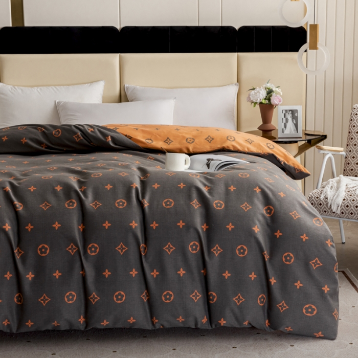 91家纺网 家纺一手货源 找家纺 伊而梦 2023新款全棉磨毛印花四件套系列单品被套 布莱迪-咖