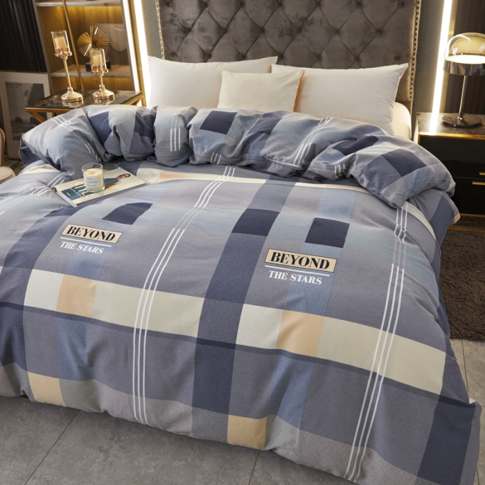 91家纺网 家纺一手货源 找家纺 伊而梦 2023新款全棉磨毛印花四件套系列单品被套 梵客-灰