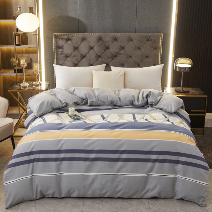 91家纺网 家纺一手货源 找家纺 伊而梦 2023新款全棉磨毛印花四件套系列单品被套 梦动之城-灰