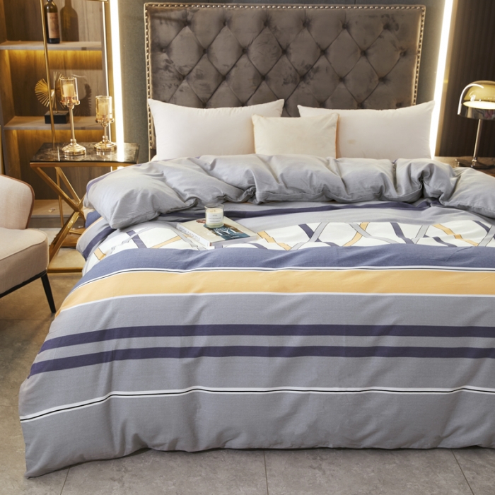 91家纺网 家纺一手货源 找家纺 伊而梦 2023新款全棉磨毛印花四件套系列单品被套 梦动之城-灰