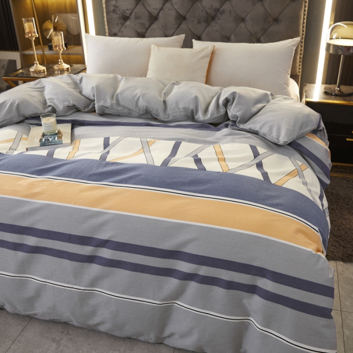 91家纺网 家纺一手货源 找家纺 伊而梦 2023新款全棉磨毛印花四件套系列单品被套 梦动之城-灰