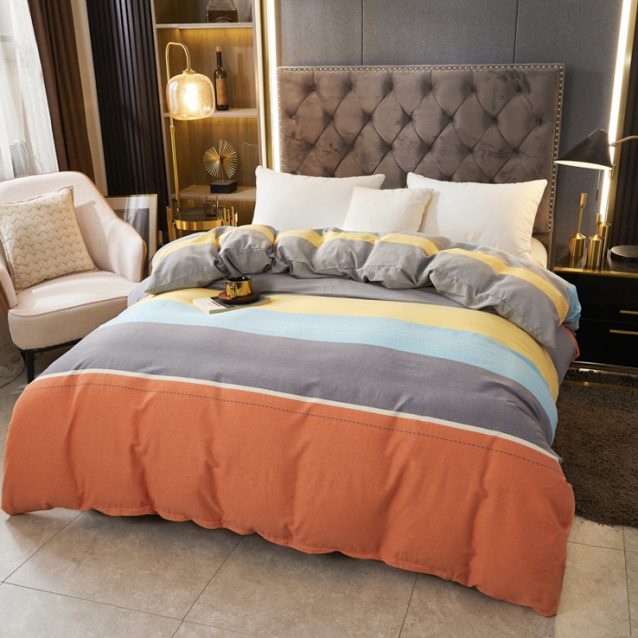 91家纺网 家纺一手货源 找家纺 伊而梦 2023新款全棉磨毛印花四件套系列单品被套 线韵之美-桔