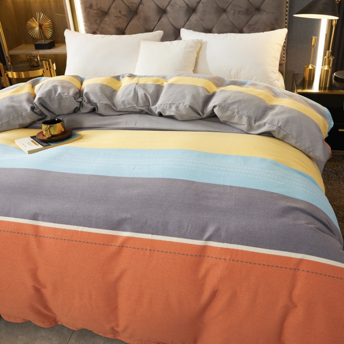 91家纺网 家纺一手货源 找家纺 伊而梦 2023新款全棉磨毛印花四件套系列单品被套 线韵之美-桔