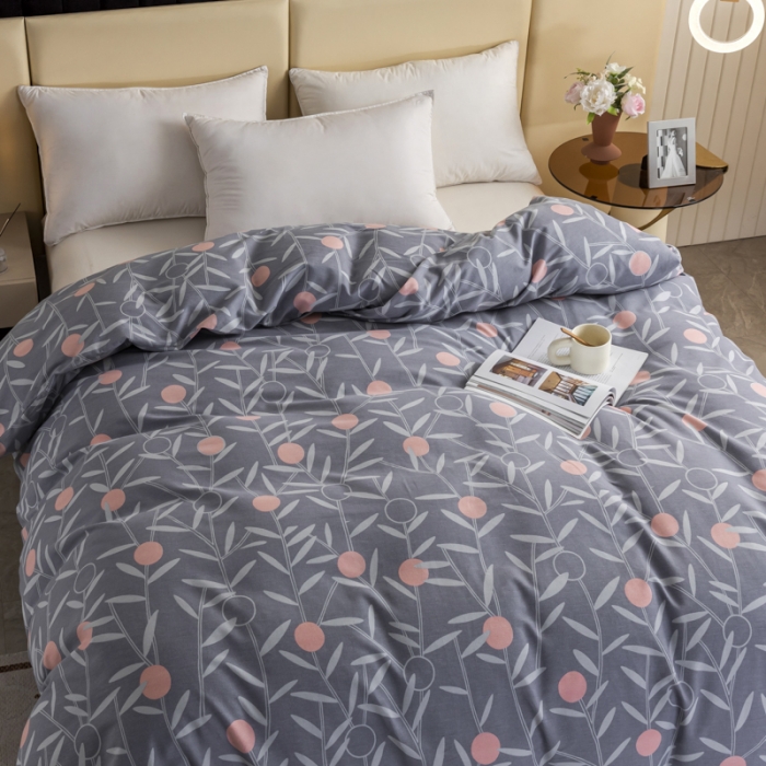 91家纺网 家纺一手货源 找家纺 伊而梦 2023新款全棉磨毛印花四件套系列单品被套 盛夏果实-灰