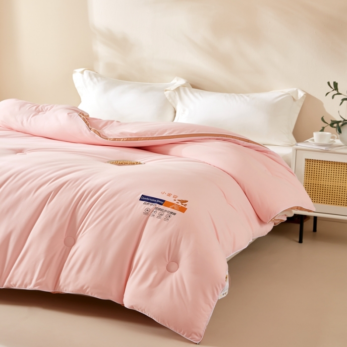 91家纺网 家纺一手货源 找家纺 暖芯优选 2023新款纯色大豆被冬被冬天被子加厚 公主粉