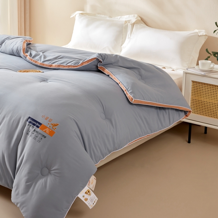 91家纺网 家纺一手货源 找家纺 暖芯优选 2023新款纯色大豆被冬被冬天被子加厚 时尚灰