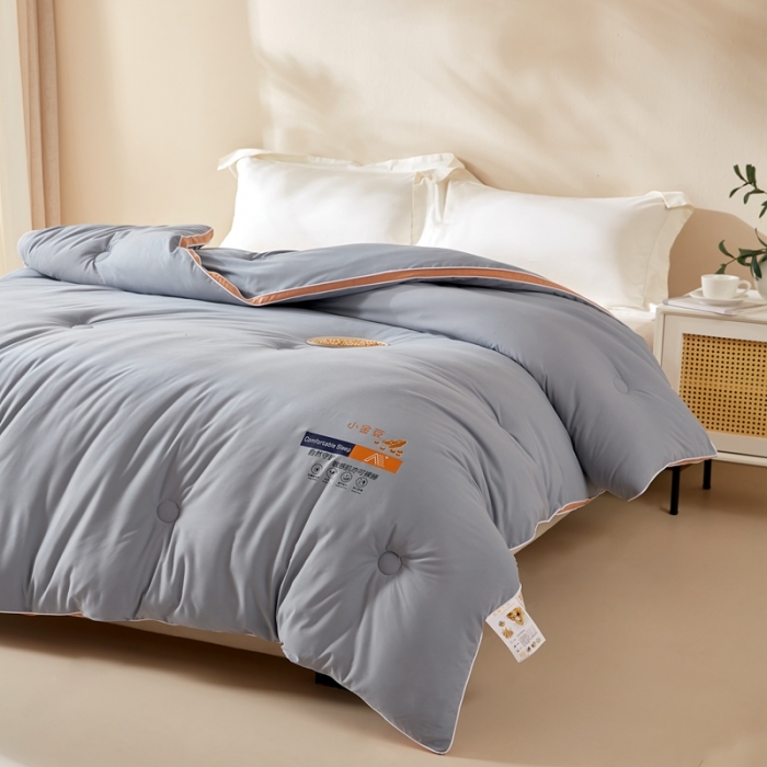 91家纺网 家纺一手货源 找家纺 暖芯优选 2023新款纯色大豆被冬被冬天被子加厚 时尚灰