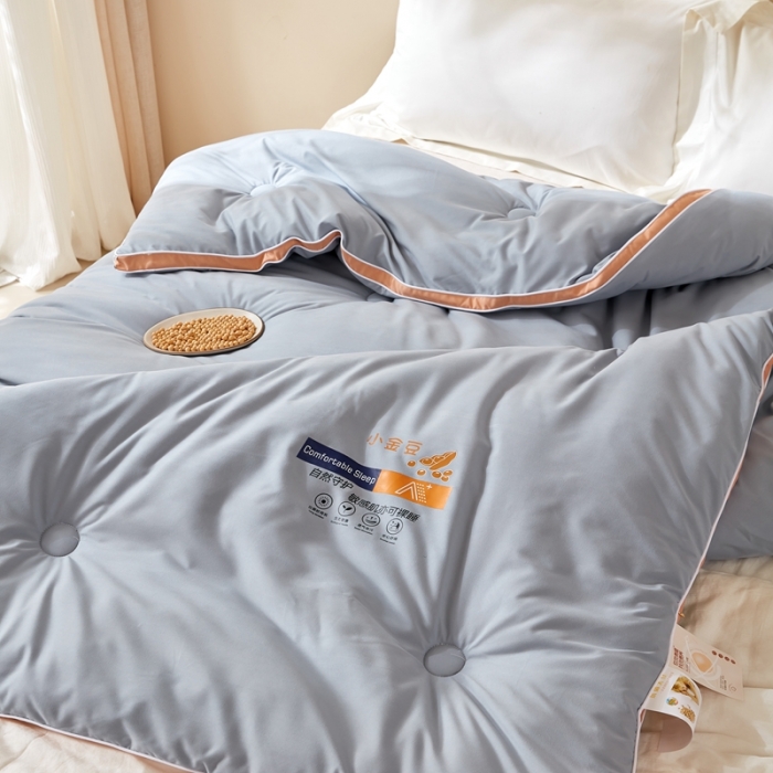 91家纺网 家纺一手货源 找家纺 暖芯优选 2023新款纯色大豆被冬被冬天被子加厚 时尚灰
