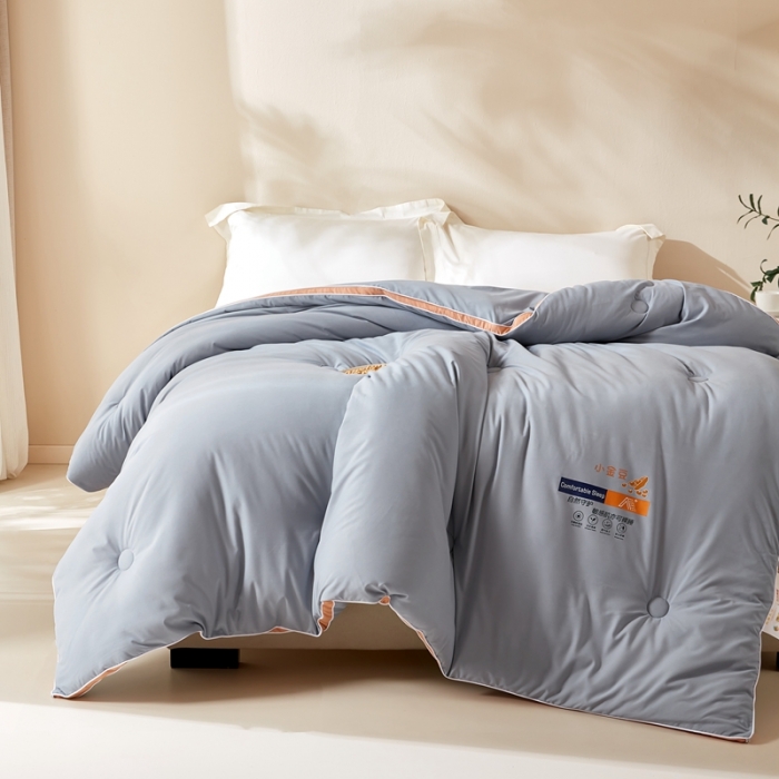 91家纺网 家纺一手货源 找家纺 暖芯优选 2023新款纯色大豆被冬被冬天被子加厚 时尚灰