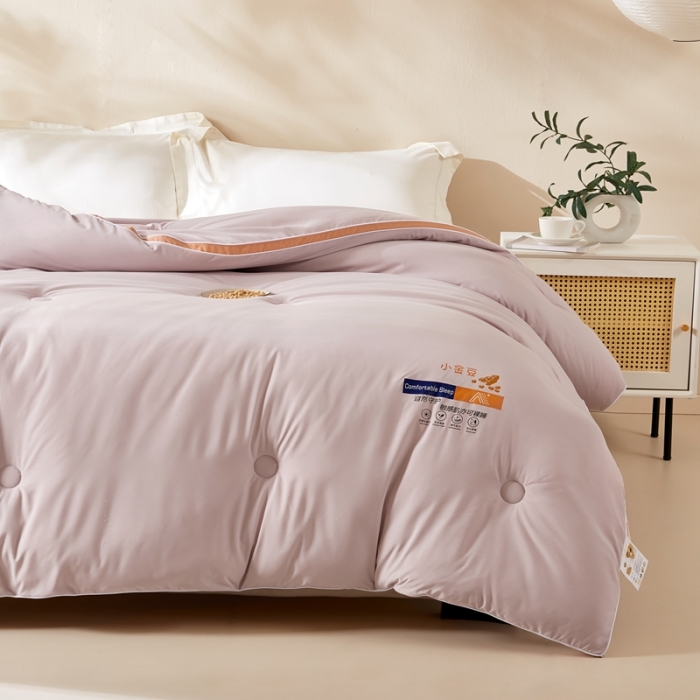 91家纺网 家纺一手货源 找家纺 暖芯优选 2023新款纯色大豆被冬被冬天被子加厚 香芋紫