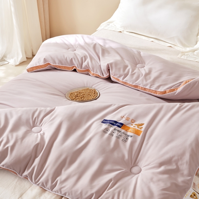 91家纺网 家纺一手货源 找家纺 暖芯优选 2023新款纯色大豆被冬被冬天被子加厚 香芋紫