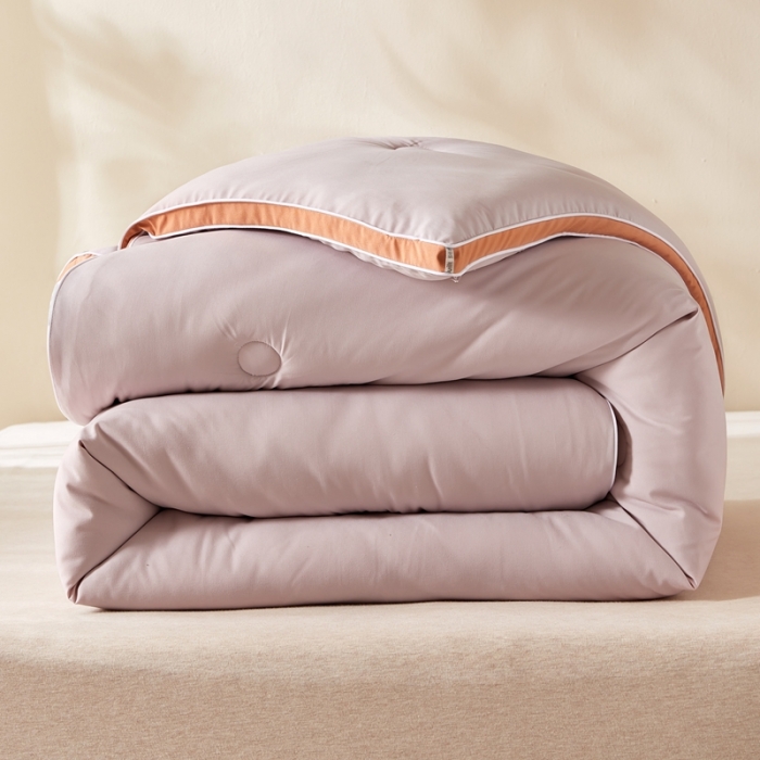 91家纺网 家纺一手货源 找家纺 暖芯优选 2023新款纯色大豆被冬被冬天被子加厚 香芋紫