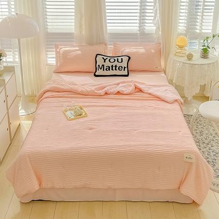 91家纺网 家纺一手货源 找家纺 （总）暖芯优选 2023新款韩版泡泡纱水洗棉拼色床单夏被四件套