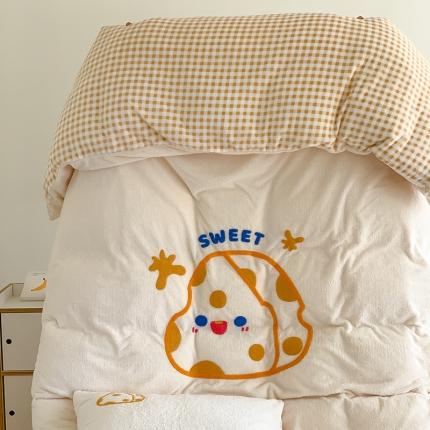 91家纺网 家纺一手货源 找家纺 （总）桃子家居 2023新款A类高克重毛巾绣刺绣米粒美丽绒牛奶绒四件套