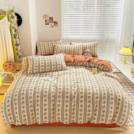 91家纺网 家纺一手货源 找家纺 （总）暖芯优选2023新款超柔有氧小竺提花棉双层纱学生四件套