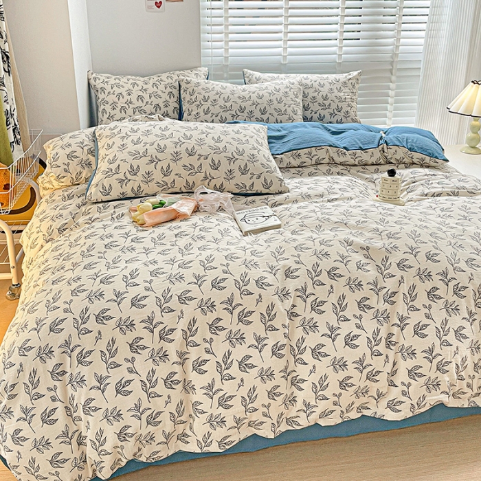 91家纺网 家纺一手货源 找家纺 暖芯优选2023新款超柔有氧小竺提花棉双层纱学生四件套 欢乐森林