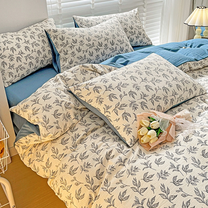 91家纺网 家纺一手货源 找家纺 暖芯优选2023新款超柔有氧小竺提花棉双层纱学生四件套 欢乐森林