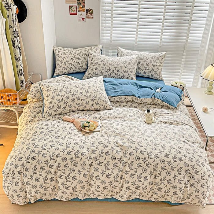 91家纺网 家纺一手货源 找家纺 暖芯优选2023新款超柔有氧小竺提花棉双层纱学生四件套 欢乐森林