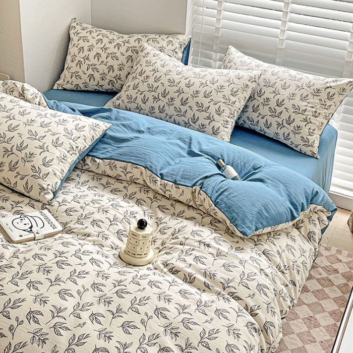 91家纺网 家纺一手货源 找家纺 暖芯优选2023新款超柔有氧小竺提花棉双层纱学生四件套 欢乐森林