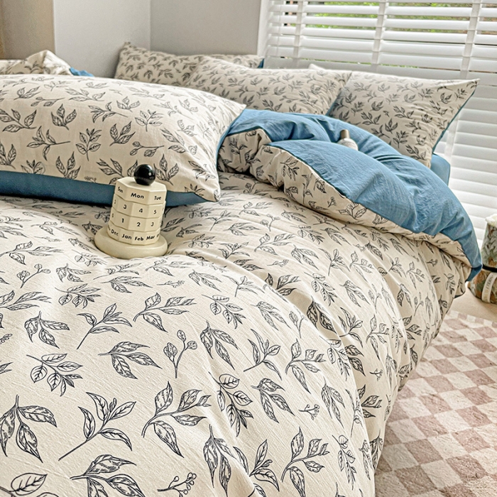 91家纺网 家纺一手货源 找家纺 暖芯优选2023新款超柔有氧小竺提花棉双层纱学生四件套 欢乐森林