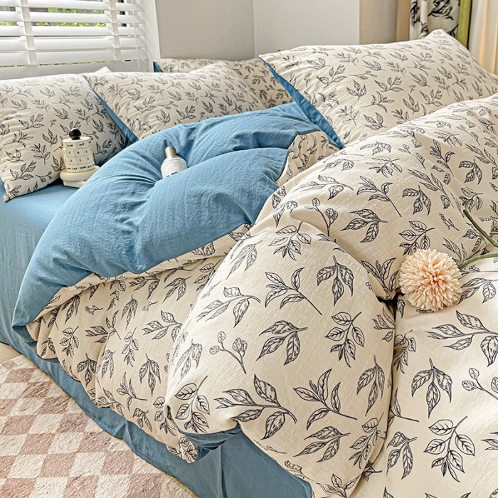 91家纺网 家纺一手货源 找家纺 暖芯优选2023新款超柔有氧小竺提花棉双层纱学生四件套 欢乐森林