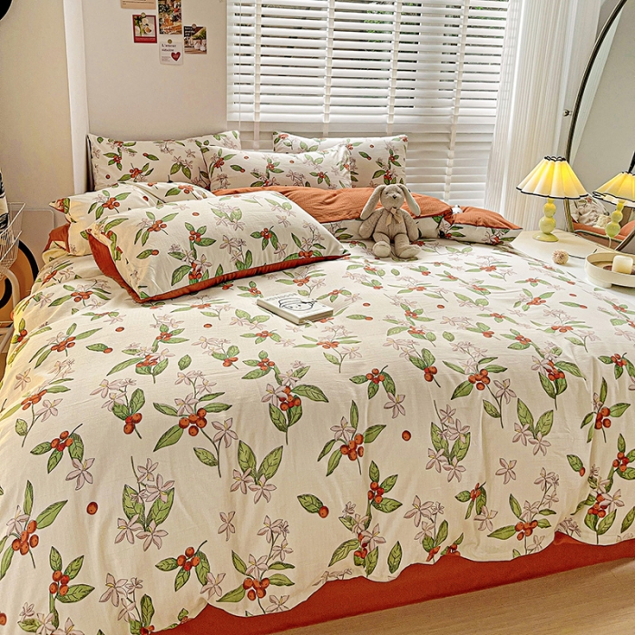 91家纺网 家纺一手货源 找家纺 暖芯优选2023新款超柔有氧小竺提花棉双层纱学生四件套 梦境花园