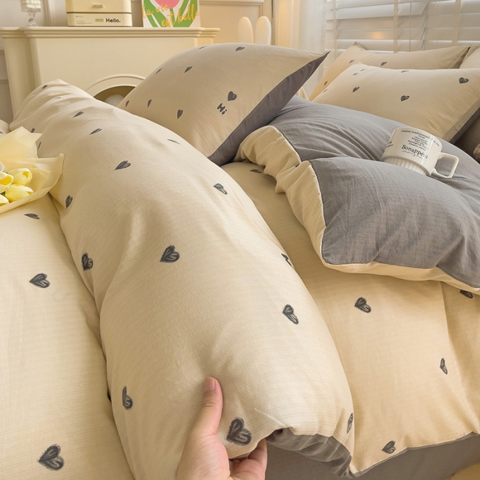 91家纺网 家纺一手货源 找家纺 暖芯优选2023新款超柔有氧小竺提花棉双层纱学生四件套 莫里