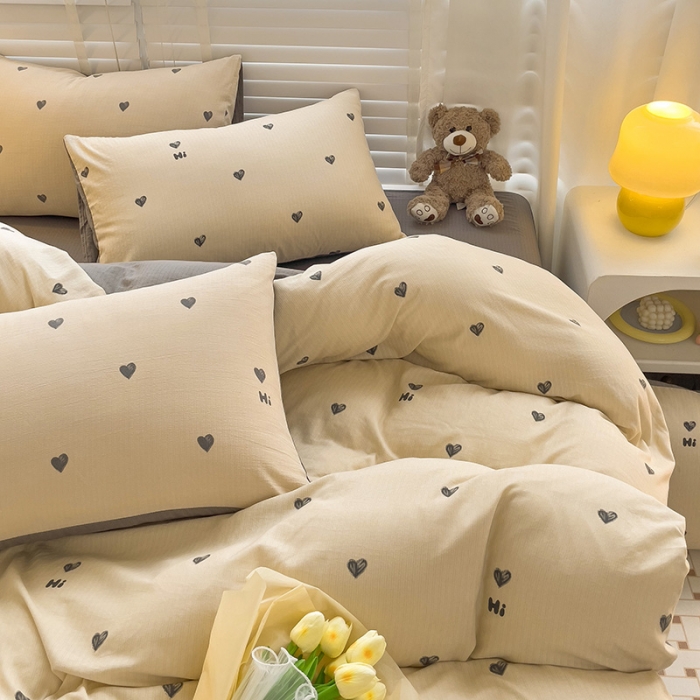 91家纺网 家纺一手货源 找家纺 暖芯优选2023新款超柔有氧小竺提花棉双层纱学生四件套 莫里