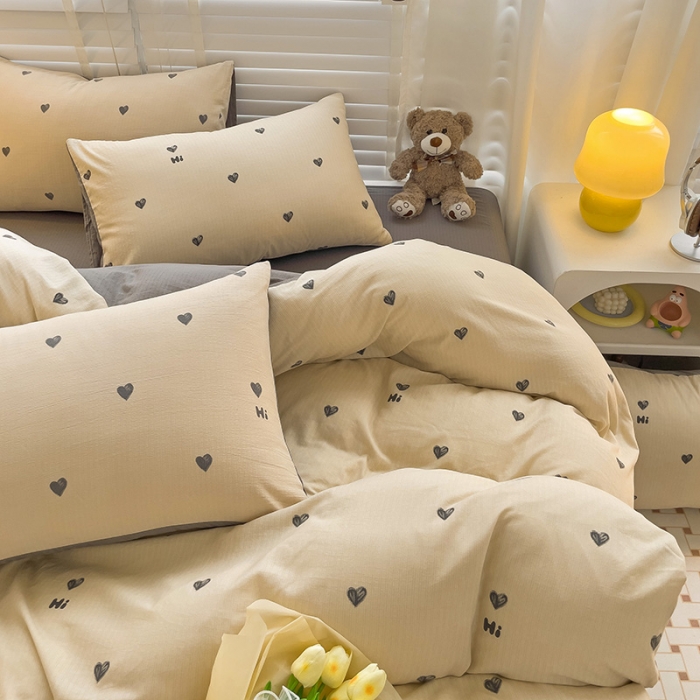 91家纺网 家纺一手货源 找家纺 暖芯优选2023新款超柔有氧小竺提花棉双层纱学生四件套 莫里