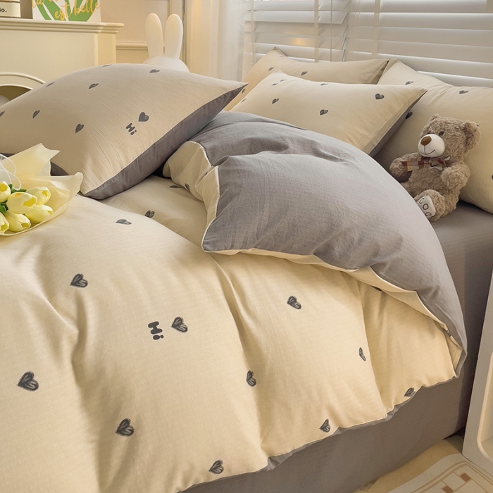 91家纺网 家纺一手货源 找家纺 暖芯优选2023新款超柔有氧小竺提花棉双层纱学生四件套 莫里