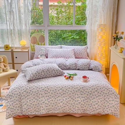 91家纺网 家纺一手货源 找家纺 （总）暖芯优选 2023直播热款超柔水洗棉双层纱四件套