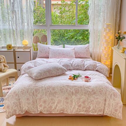 91家纺网 家纺一手货源 找家纺 （总）暖芯优选 2023直播热款超柔水洗棉双层纱四件套