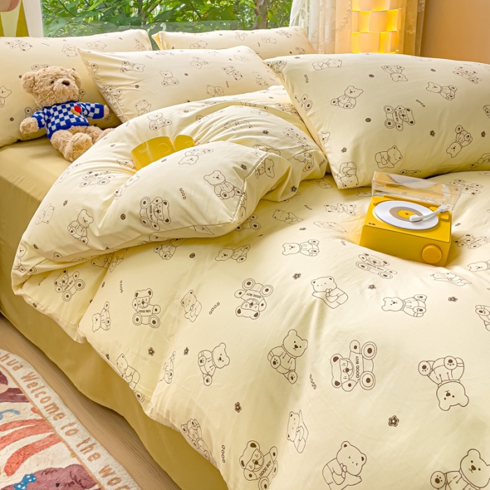 91家纺网 家纺一手货源 找家纺 （总）暖芯优选 2023直播热款超柔水洗棉双层纱四件套