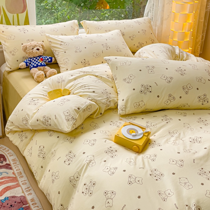 91家纺网 家纺一手货源 找家纺 （总）暖芯优选 2023直播热款超柔水洗棉双层纱四件套