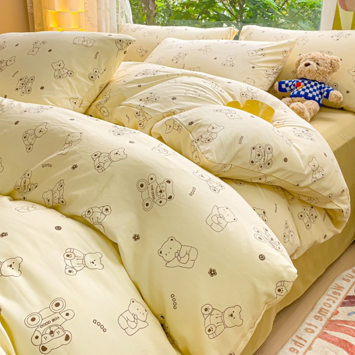 91家纺网 家纺一手货源 找家纺 （总）暖芯优选 2023直播热款超柔水洗棉双层纱四件套