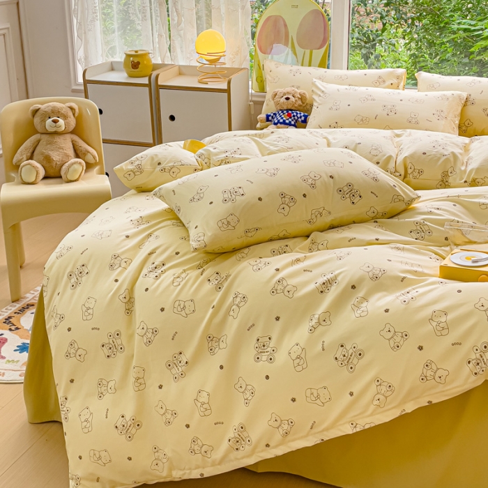 91家纺网 家纺一手货源 找家纺 （总）暖芯优选 2023直播热款超柔水洗棉双层纱四件套